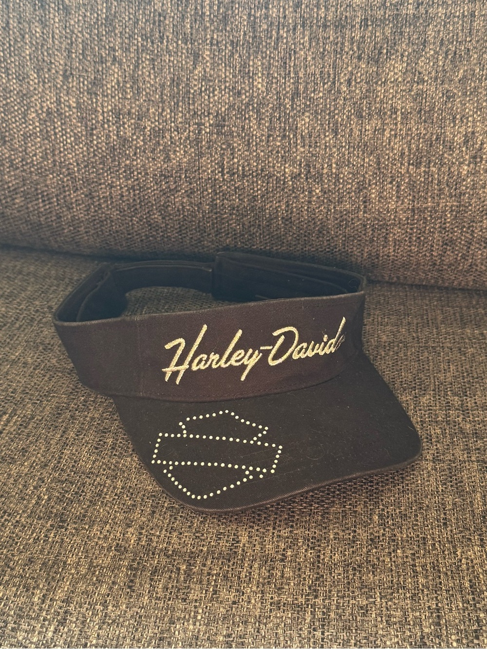Y2K Harley Davidson Black Visor with Script Logo and Studded Shield
